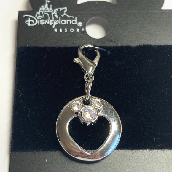 Vintage Disney Mickey Mouse Ears Charm Heart Crystal Signed Zipper Pull Bracelet - Picture 2 of 13